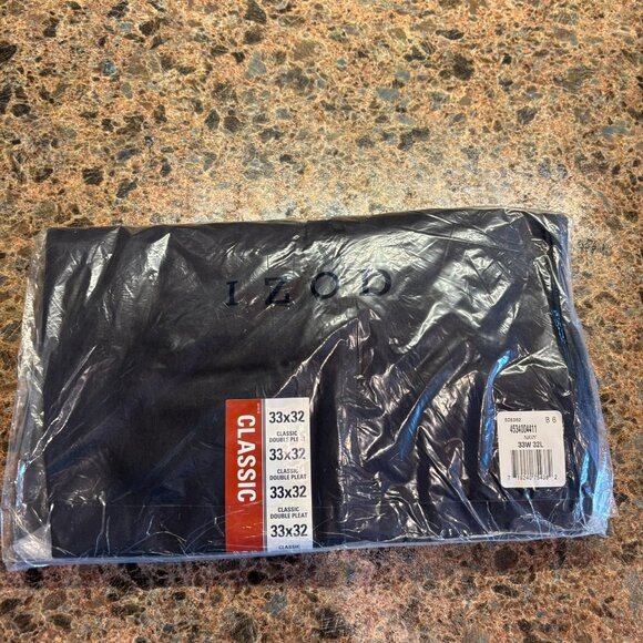 NWT Men's IZOD American Chino Double Pleat Classic Fit Chino Pants Navy 33W 32L - Picture 9 of 12
